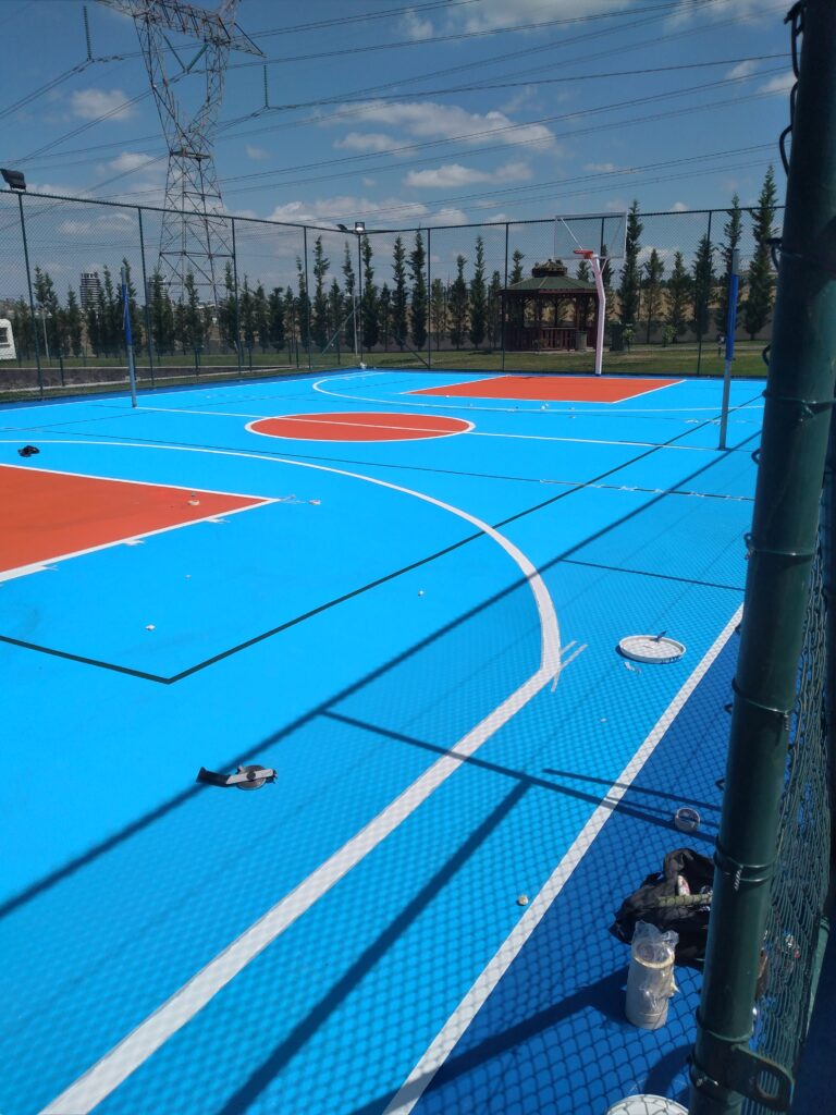 Akrilik zemin kaplama cushion sistem basketbol sahası yapımı